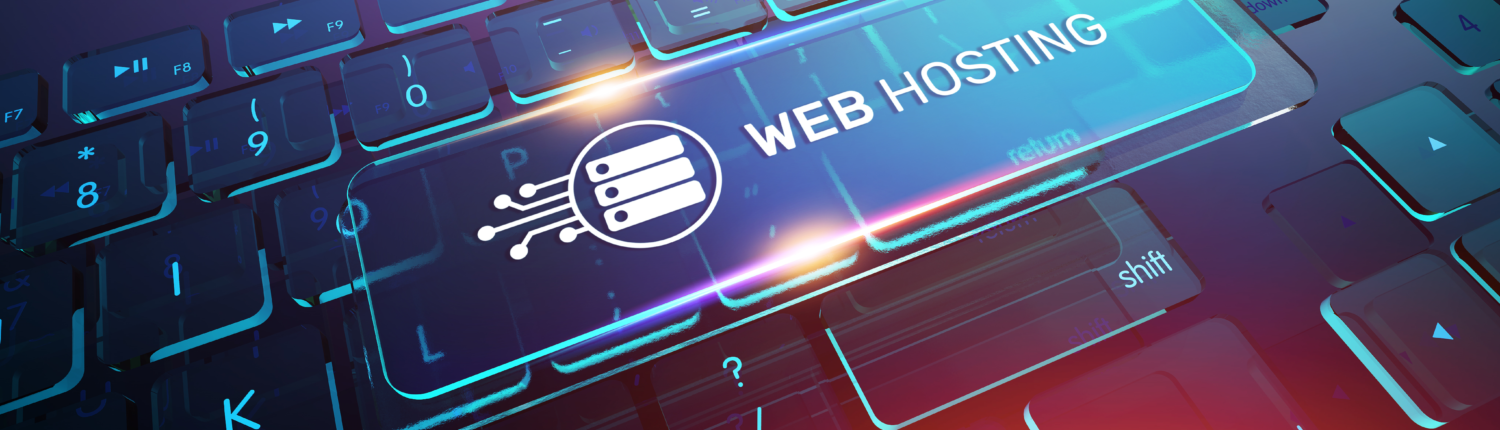 Web Hosting Key floating over keyboard